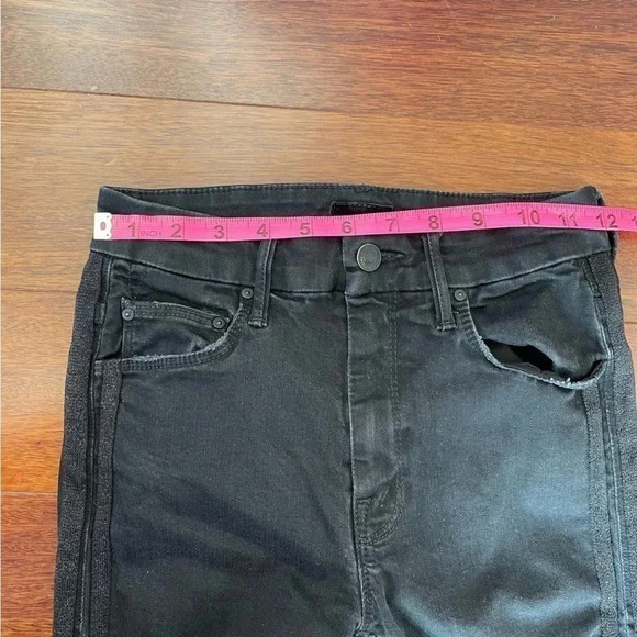 MOTHER HW Looker Ankle Fray Guilty Party Racer Black Skinny Jeans Rae Edge Pant - Picture 13 of 14
